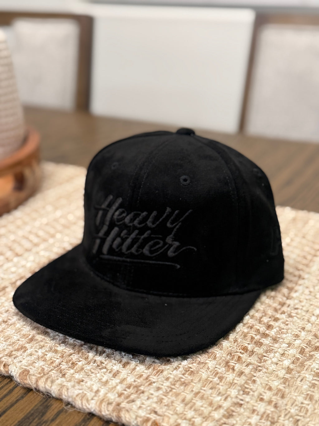 Black on black suede hat