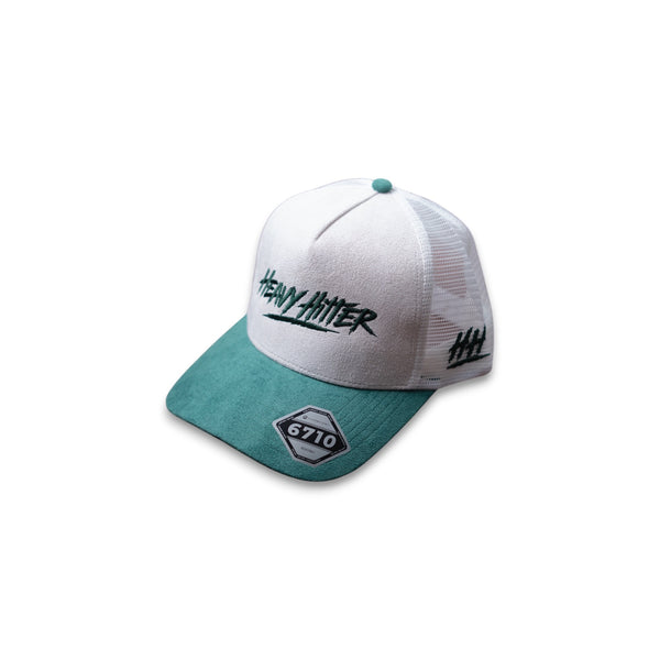 Heavy Hitter White / Green Hat 2-logo