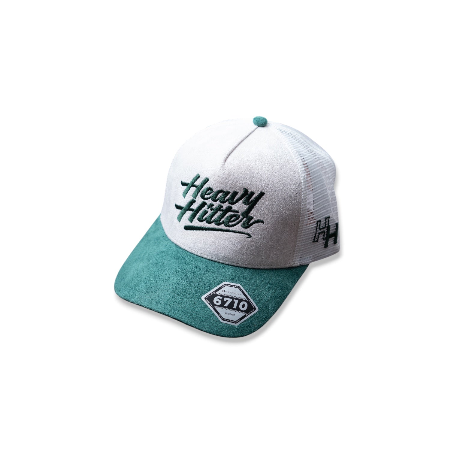 Heavy Hitter White / Green Hat 1-logo