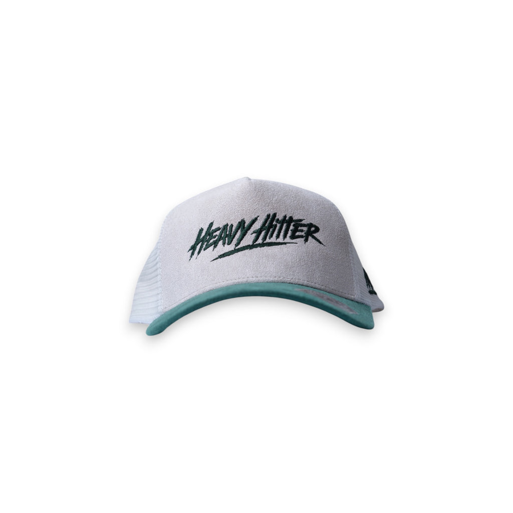 Heavy Hitter White / Green Hat 2-logo