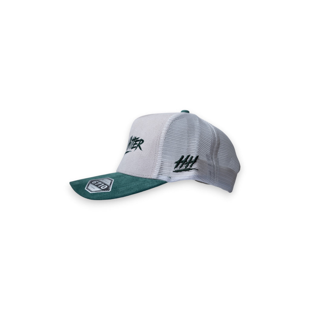 Heavy Hitter White / Green Hat 2-logo