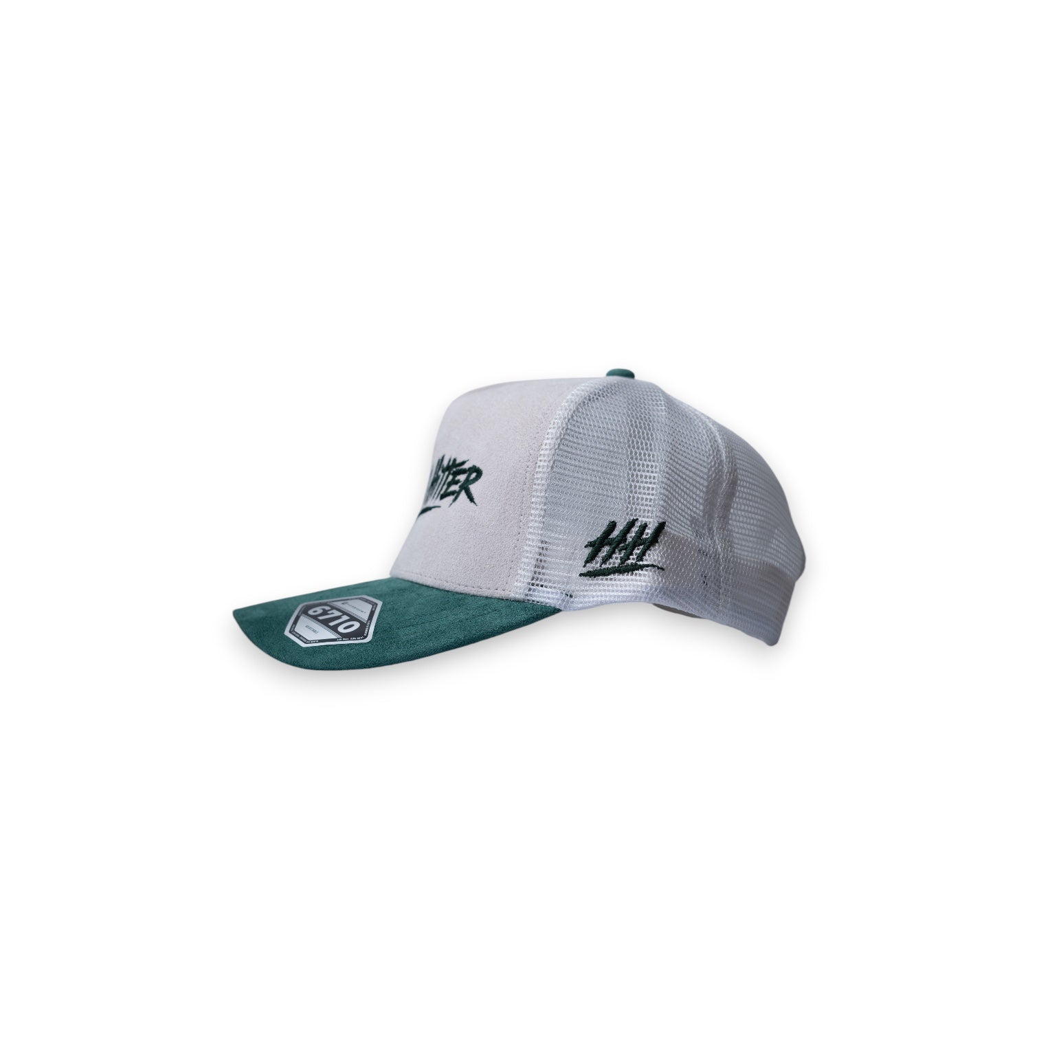 Heavy Hitter White / Green Hat 2-logo